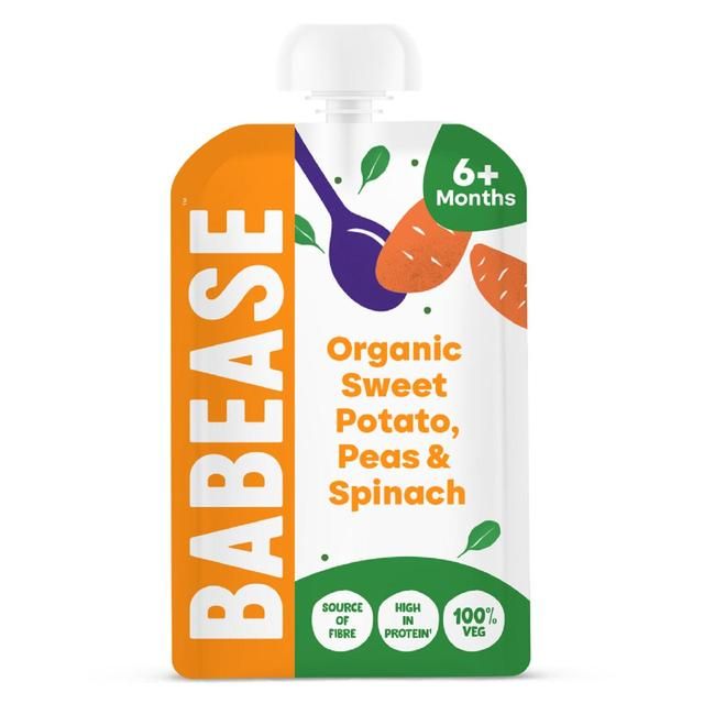 Babease Baby Food Organic Sweet Potato Peas & Spinach Pouch 6mths+   100g