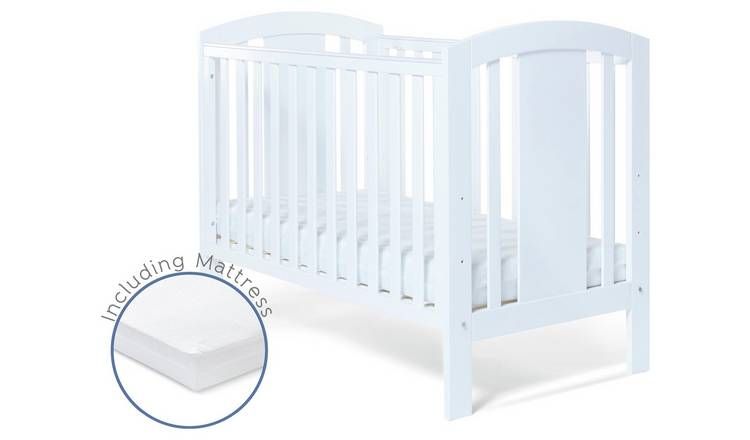 Baby Elegance Laba Baby Cot with Mattress - White