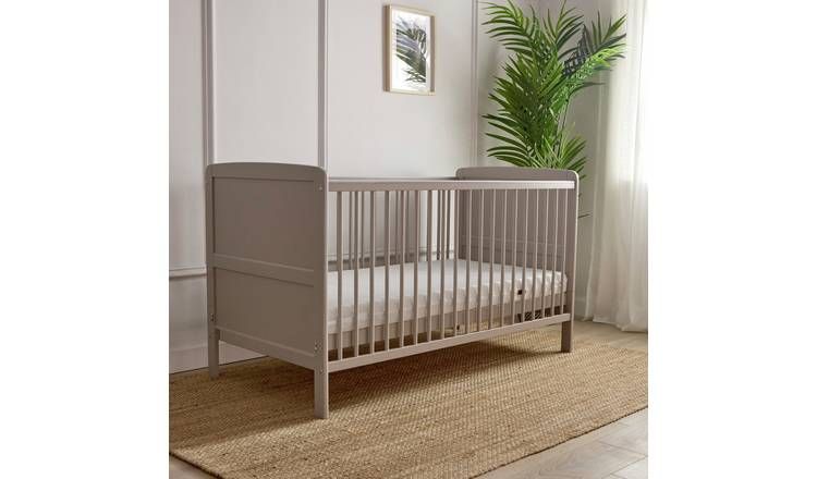 Baby Elegance Travis Baby Cot Bed with Mattress - Grey