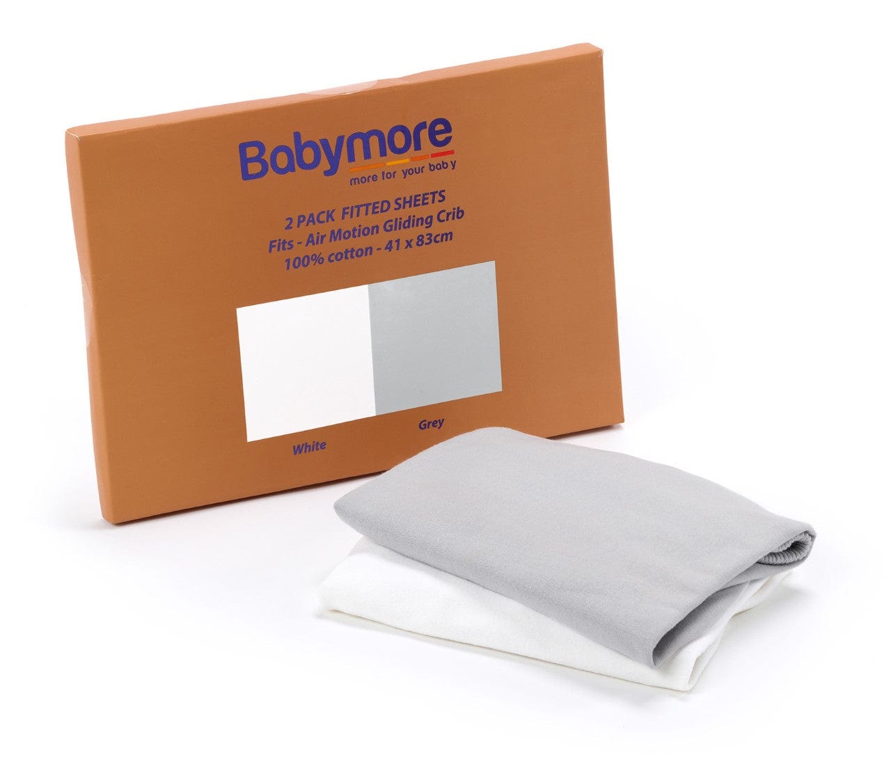 Babymore fitted sheets white and grey 41x83cm, UK version