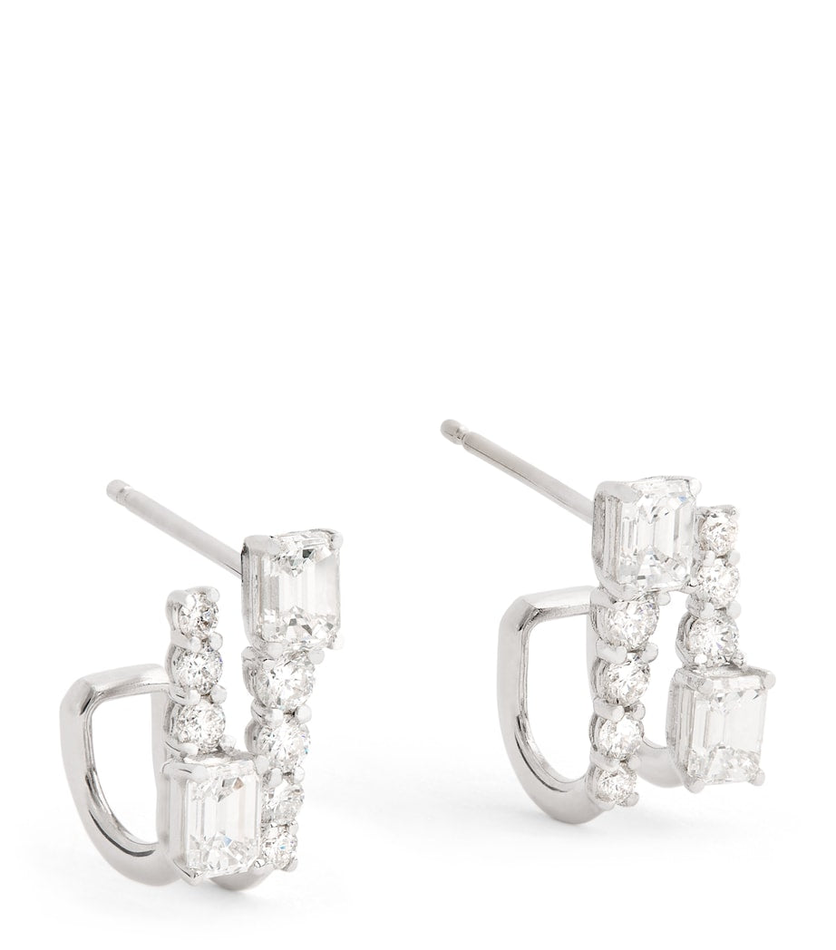 SHAY white gold diamond double stick stud earrings, imported from the UK