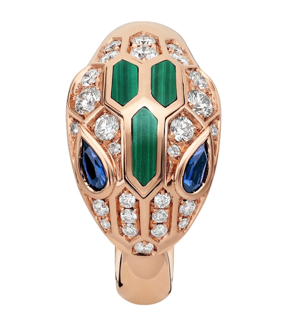 Bvlgari Serpenti ring in rose gold with diamonds and malachite - British product
