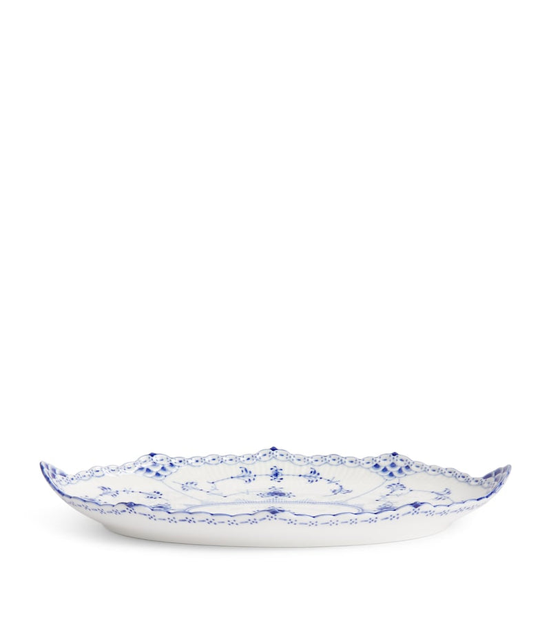 Royal Copenhagen Blue Fluted Half Lace oval dish 24.5cm, imported from the UK