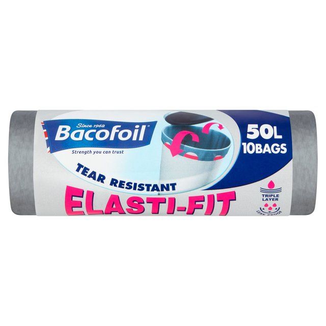 Bacofoil Elasti-Fit Bin Bags 50L   10 per pack - McGrocer
