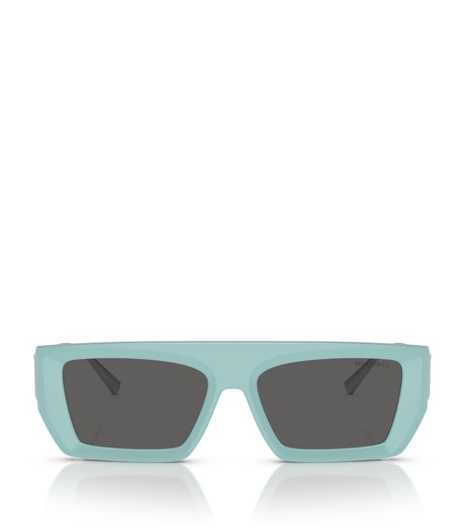 Tiffany & Co. injected rectangular sunglasses with blue tips, from the UK