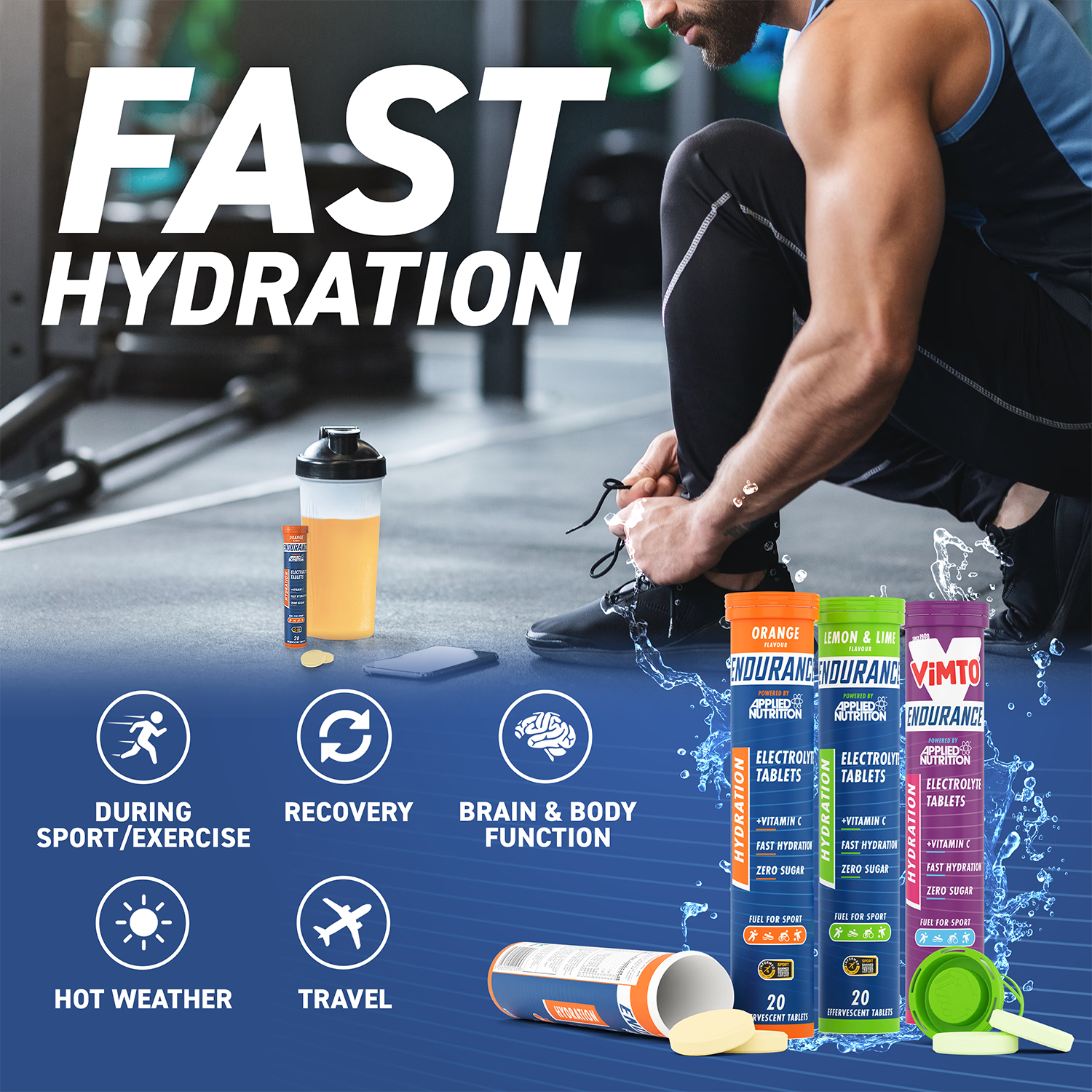 Applied Nutrition electrolyte hydration tablets Vimto 20 count - British product