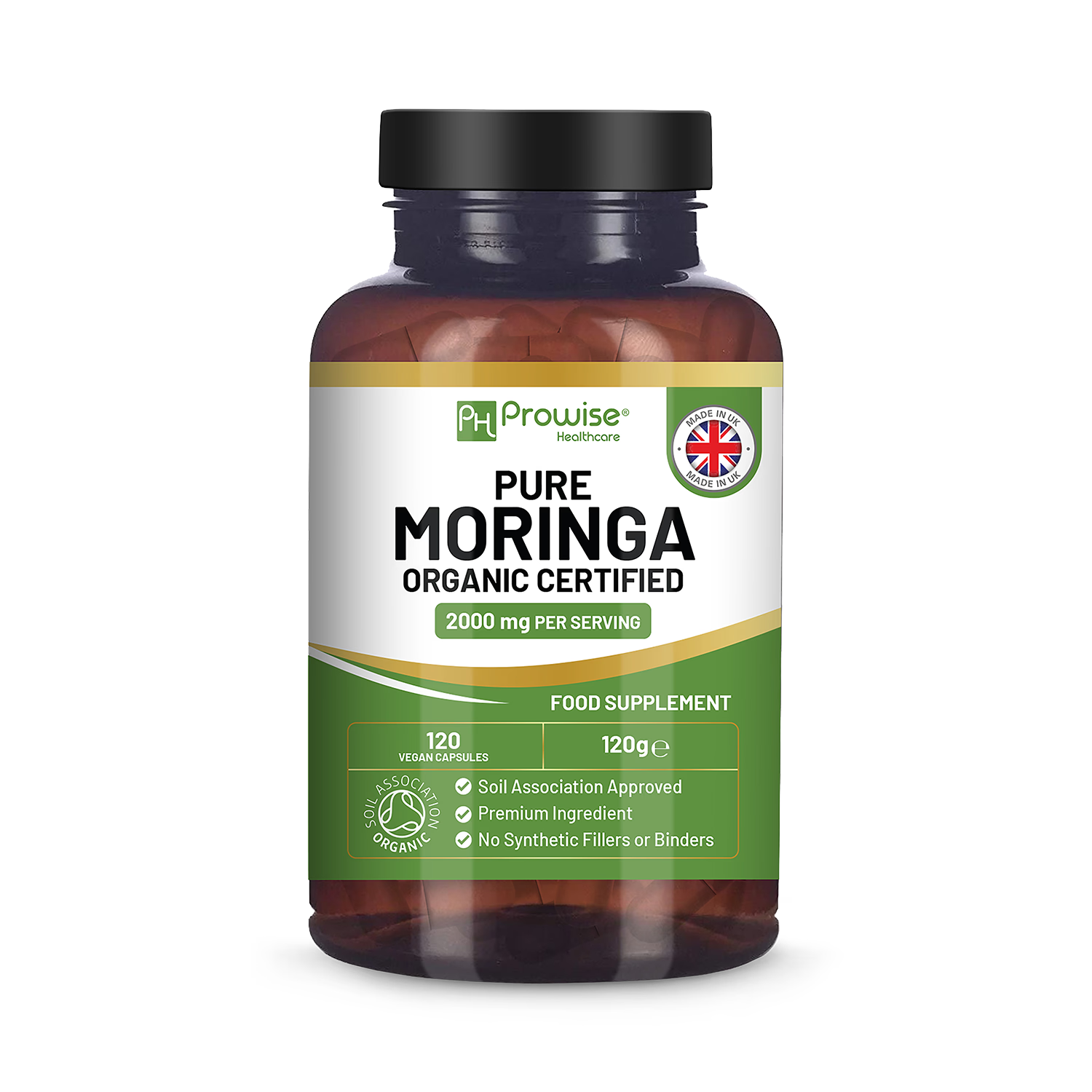 Prowise Healthcare Organic Moringa 2000mg 120 capsules, UK version
