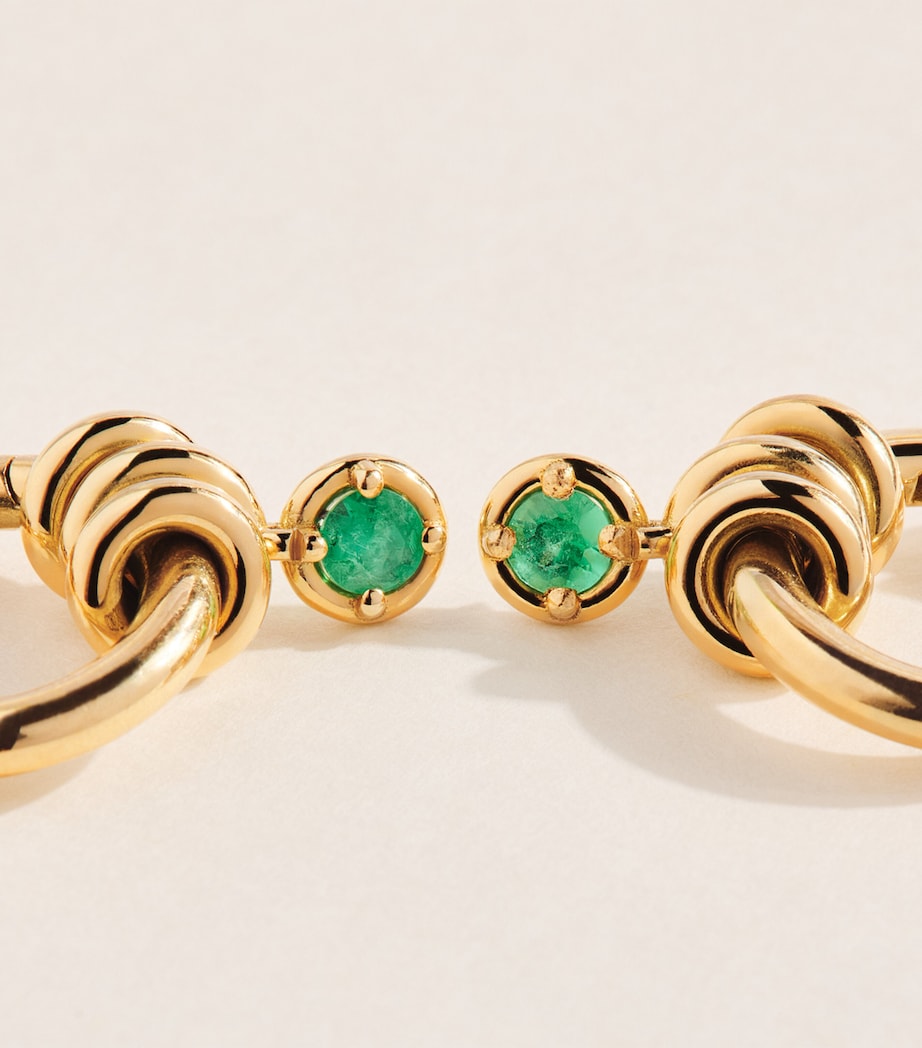 Spinelli Kilcollin yellow gold and emerald hoop earrings, UK version