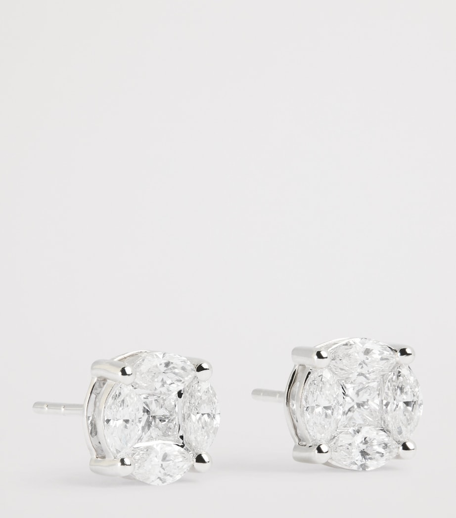 Harrods white gold diamond stud earrings 0.80ctw, UK version