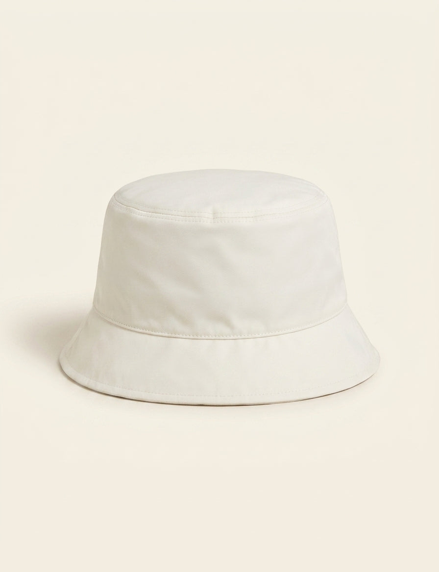 Prada logo-plaque nylon bucket hat with cotton lining, UK version