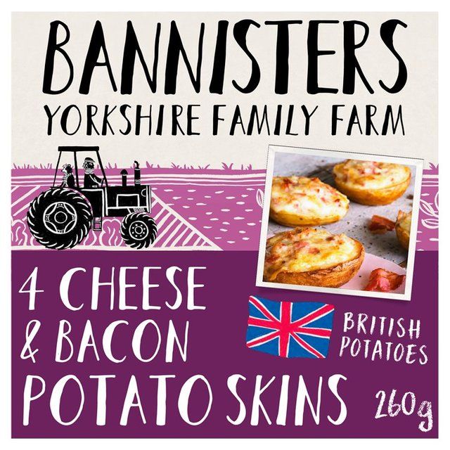 Bannisters Farm 4 Cheese & Bacon Baked Potato Skins   260g