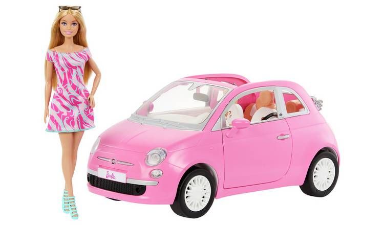 Barbie Doll & Fiat 500 Vehicle Toy Car Playset