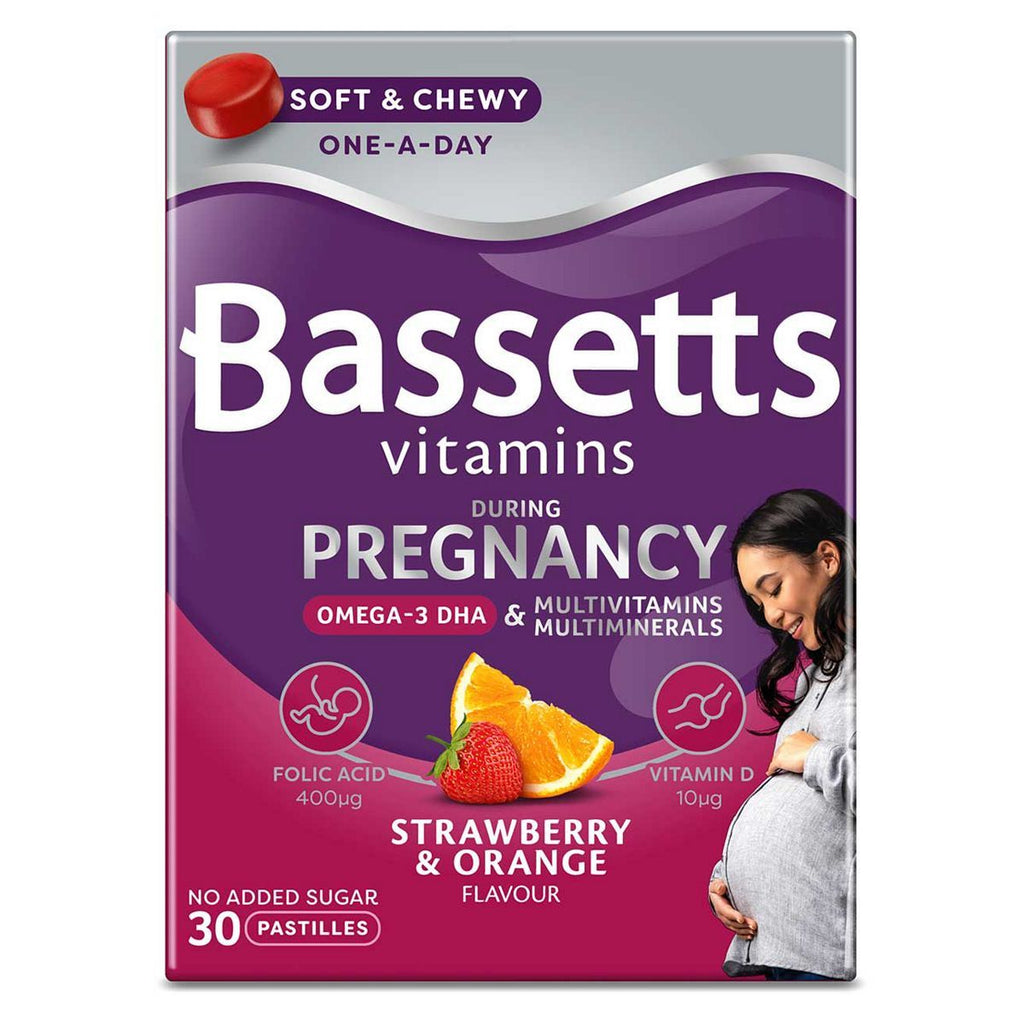 Bassetts Vitamins During Pregnancy Strawberry & Orange Flavour – 30 Pastilles