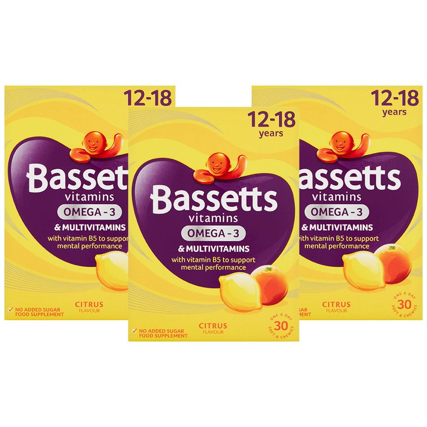 Bassetts Vitamins Multivitamins +Omega-3 Citrus Flavour 12-18 Years Bundle