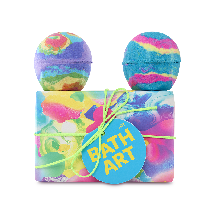 Lush Bath Art Gift with fruity bath bombs, imported from the UK