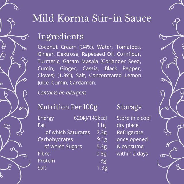 Bay's Kitchen Mild Korma Low Fodmap Stir-in Sauce   260g