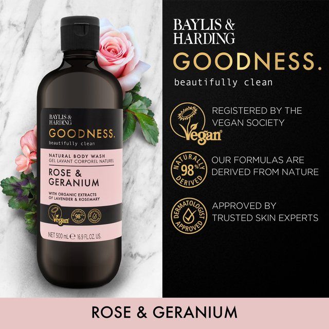 Baylis & Harding Goodness Rose & Geranium Body Wash   500ml