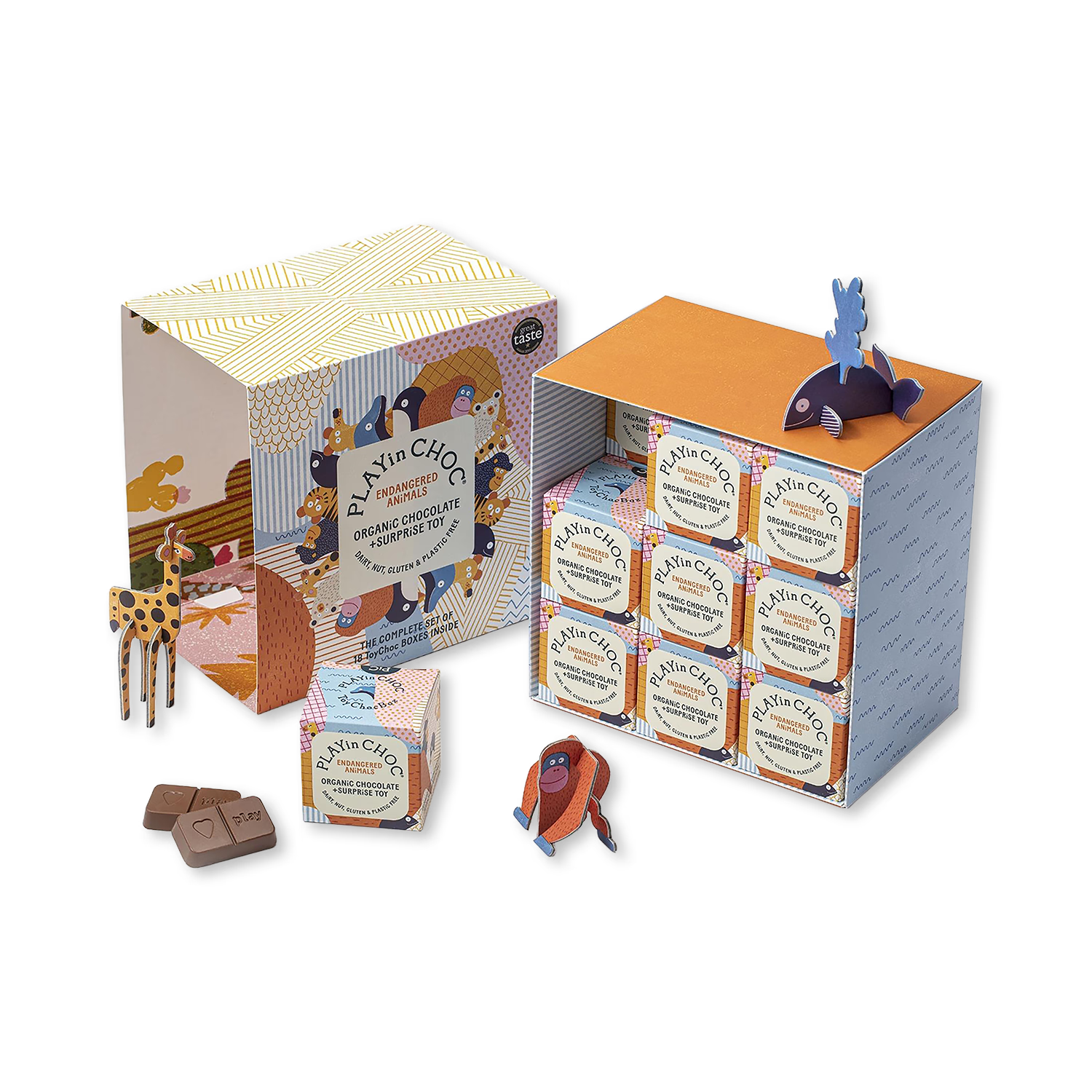 PLAYin CHOC Endangered Animals gift set 18 boxes (British brand)