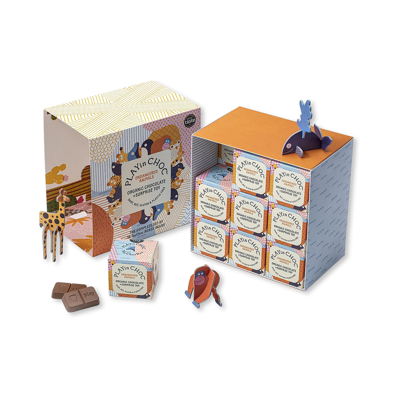 PLAYin CHOC Endangered Animals gift set 18 boxes (British brand)