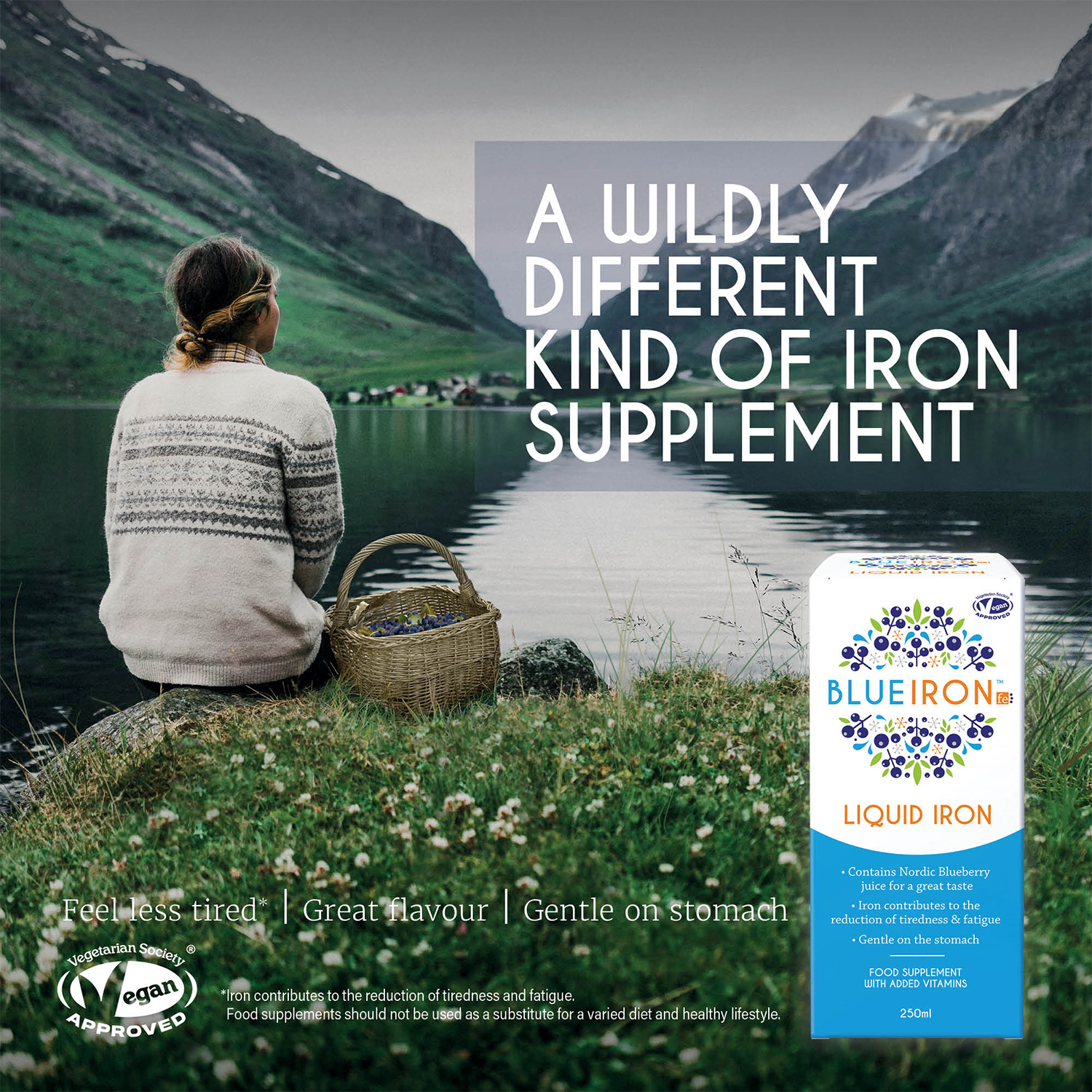 Blueiron liquid iron supplement pear blueberry 250ml - British product