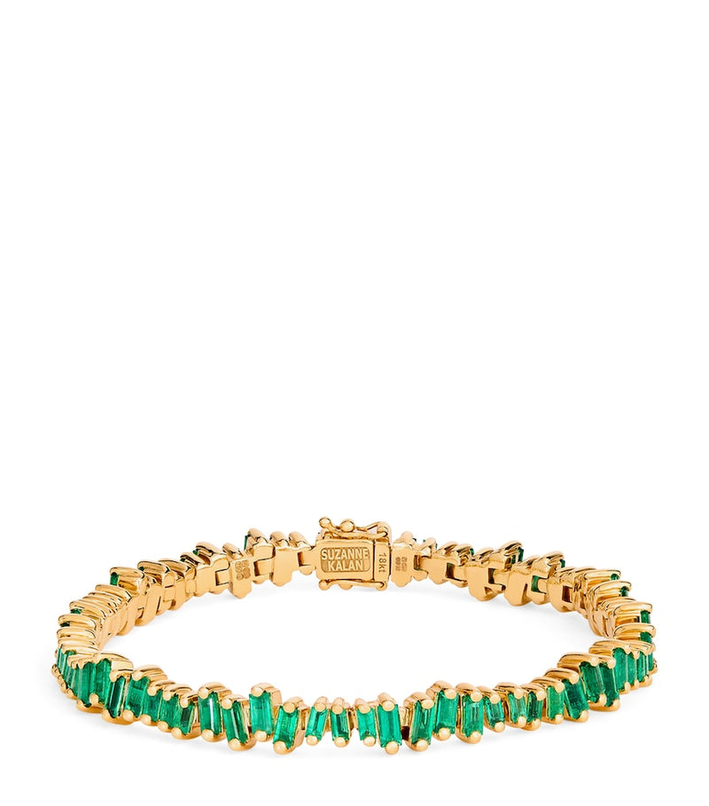 Suzanne Kalan yellow gold emerald tennis bracelet, UK version