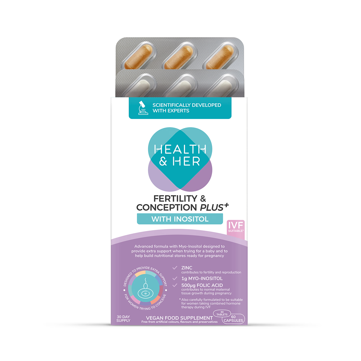 Health & Her Conception Plus 60 capsules 30 tablets - British product