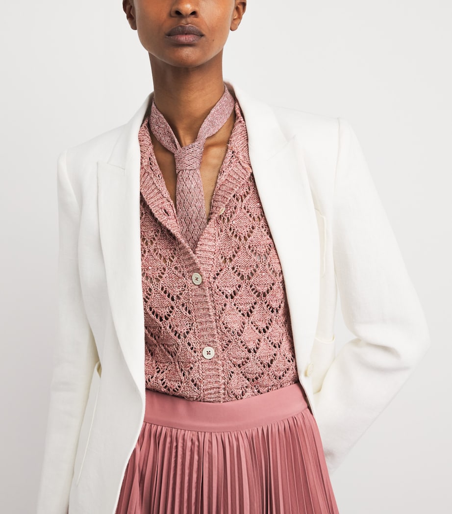 Eleventy silk-linen blend skinny scarf (British brand)