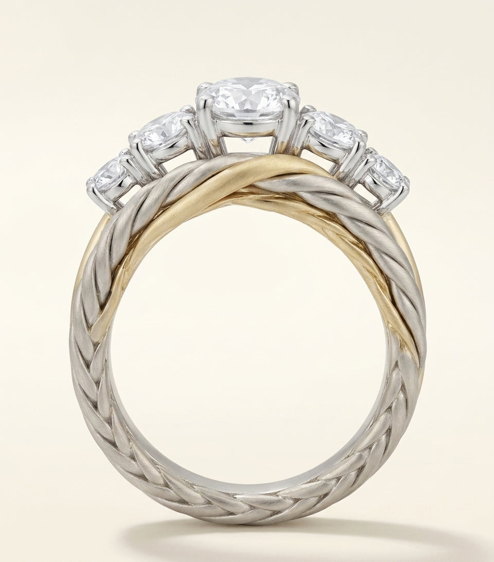 Cartier Grain de Café ring yellow white gold diamonds, UK version