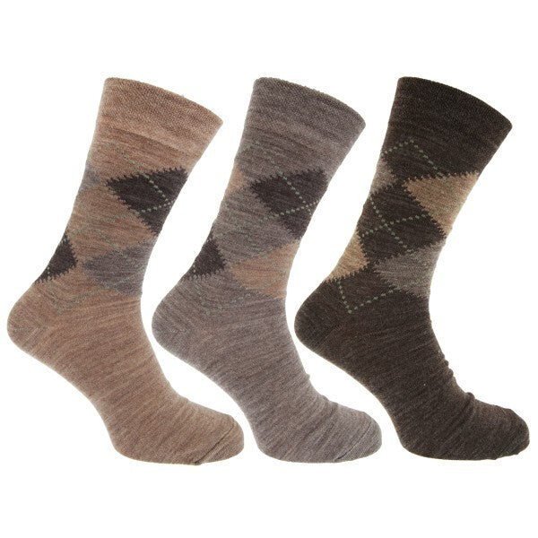 Mens Socks With Lycra (Pack Of 3) (UK Shoe 6-11, EUR 39-45) GOODS Superdrug Shades of Brown  