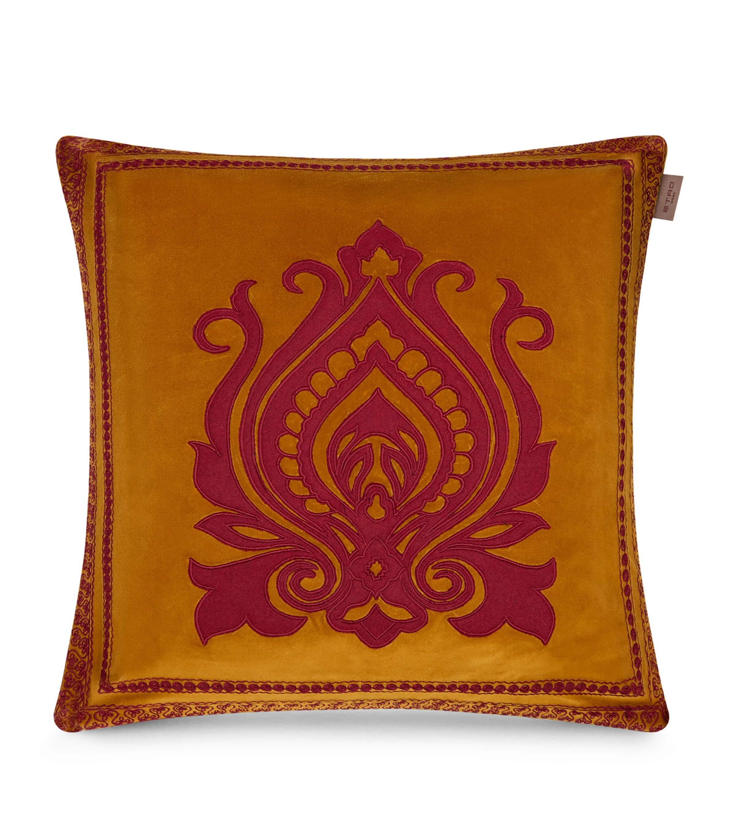 Etro Cotton Velvet Embroidered Gombo Cushion 45cm x 45cm - British product
