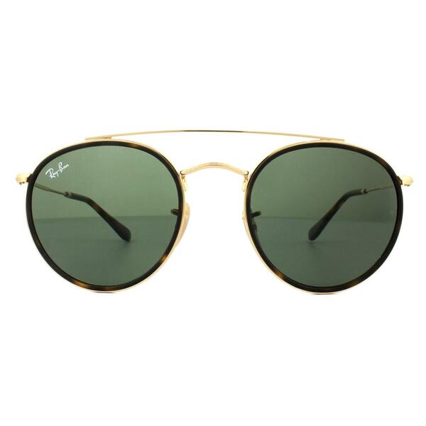 Ray-Ban Round Double Bridge sunglasses 3647N gold and green, imported from the UK