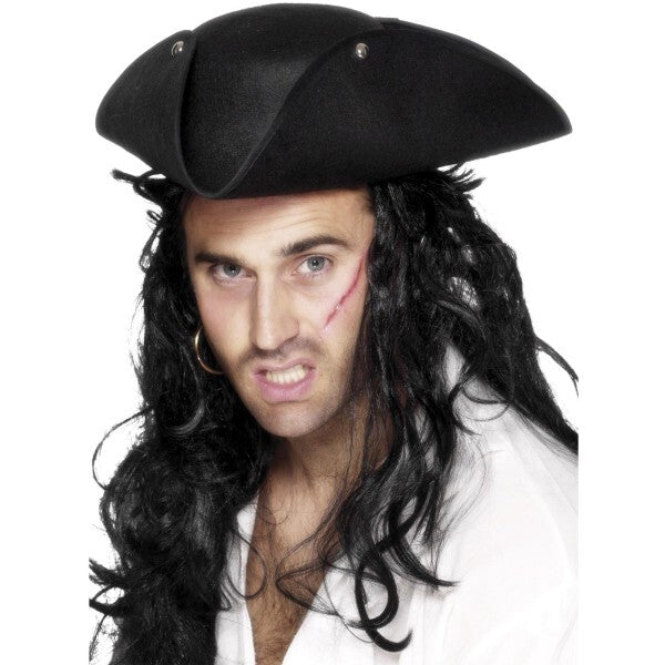 Smiffys pirate tricorn hat black, UK version