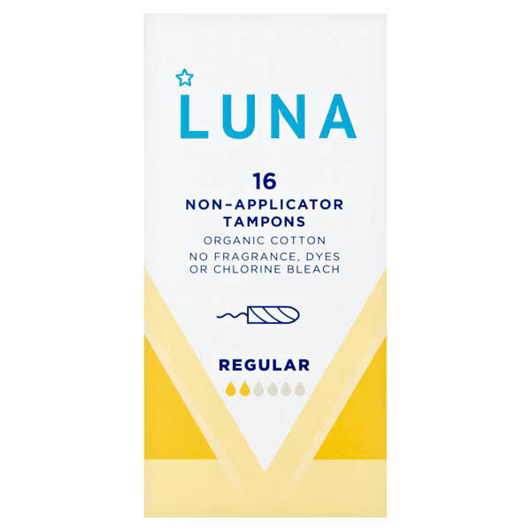 Superdrug Luna Regular Non Applicator Organic Cotton Tampons 16 Pack (British brand)