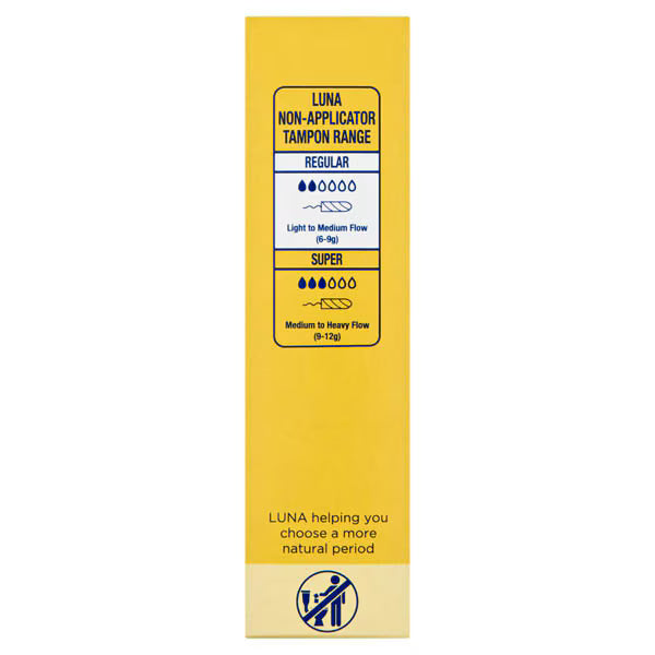 Superdrug Luna Regular Non Applicator Organic Cotton Tampons 16 Pack (British brand)