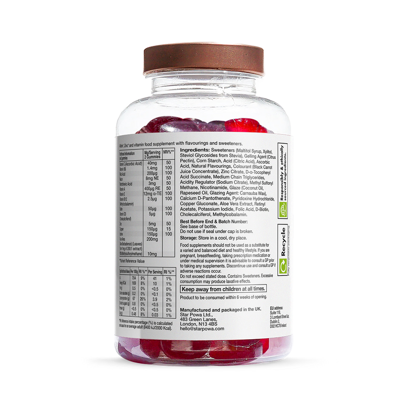 Starpowa Hair Skin Nail gummies berry flavored 60 count - British product