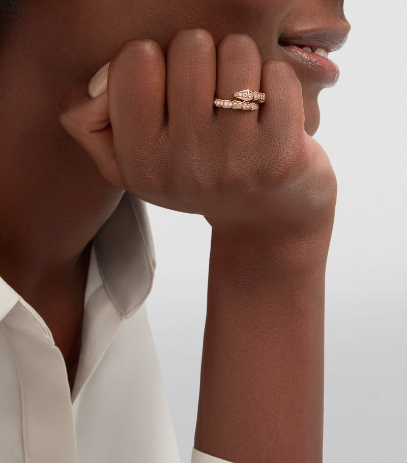 Bvlgari Serpenti Viper ring rose gold diamonds (British brand)