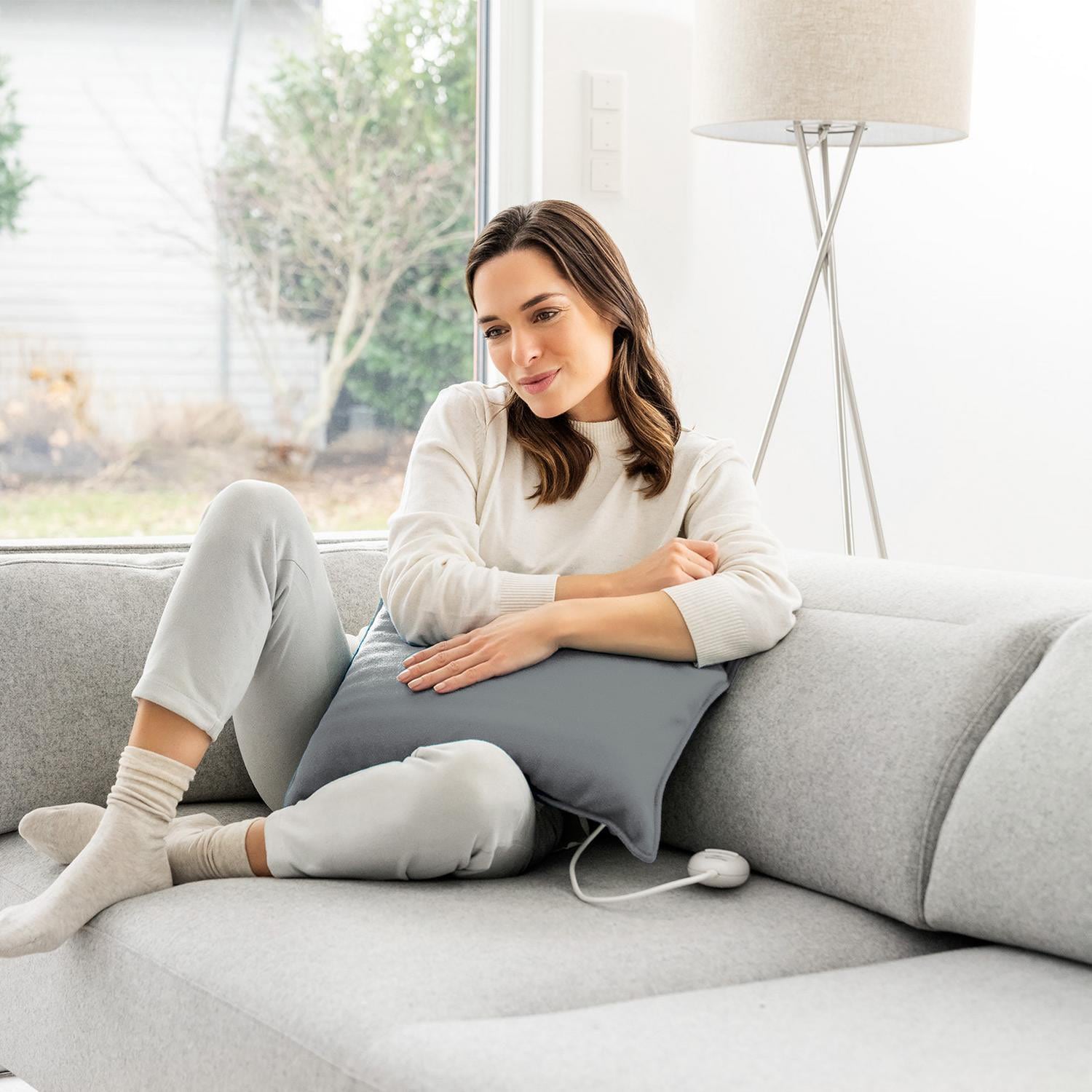 Beurer HK48 cosy heated cushion reversible cover, imported from the UK