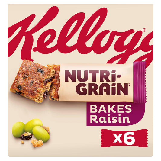 Kellogg's Nutri-Grain Bakes Raisin Snack Bar 6x45g cereal bars Sainsburys   