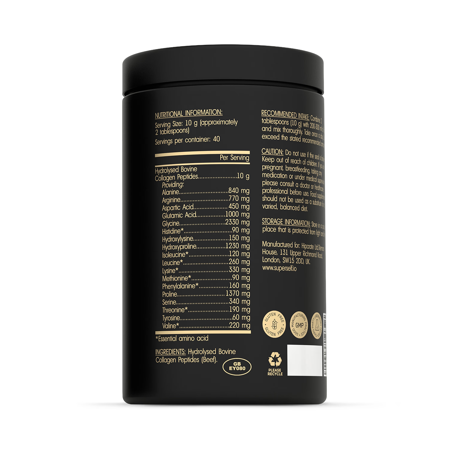SuperSelf premium bovine collagen peptides powder 400g, imported from the UK