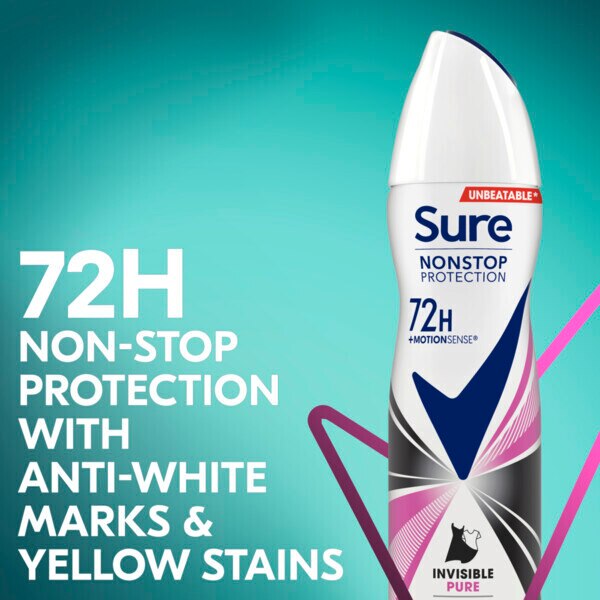 Sure Antiperspirant Deo Aerosol Nonstop Invis Pure 150ml GOODS Superdrug   