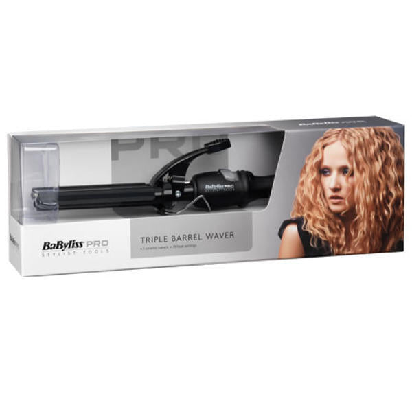 BaByliss Pro waver porcelain triple barrel, imported from the UK
