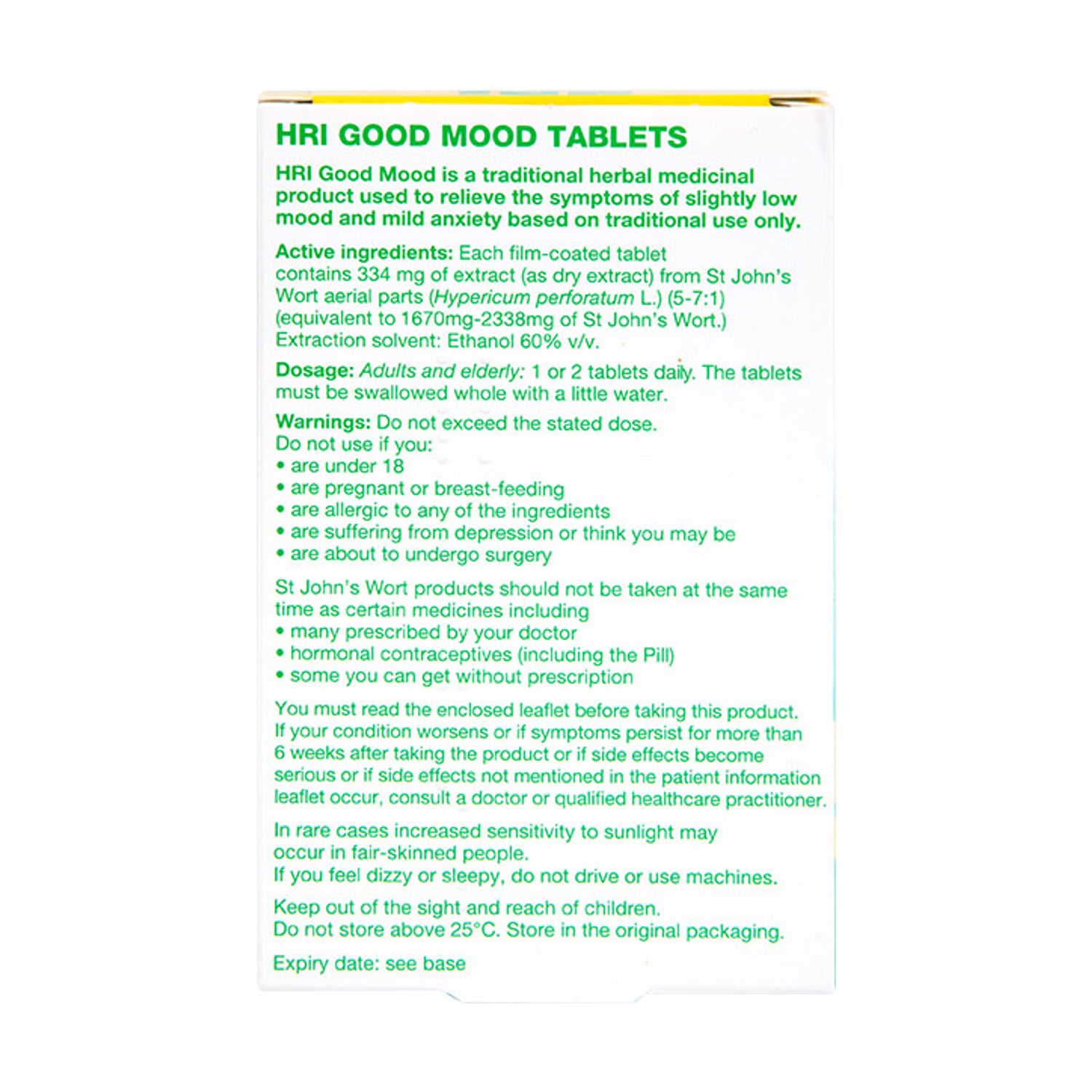 HRI Good Mood St John's Wort 30 Tablets, UK version