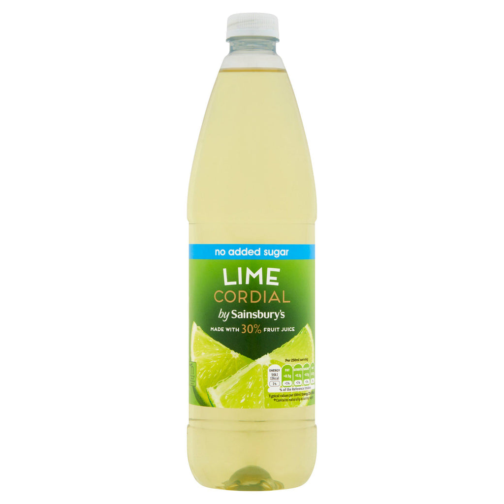 Sainsbury's Lime Cordial No Added Sugar 1L