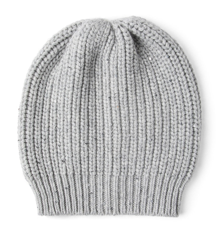 Brunello Cucinelli cashmere-silk sequinned beanie (British brand)