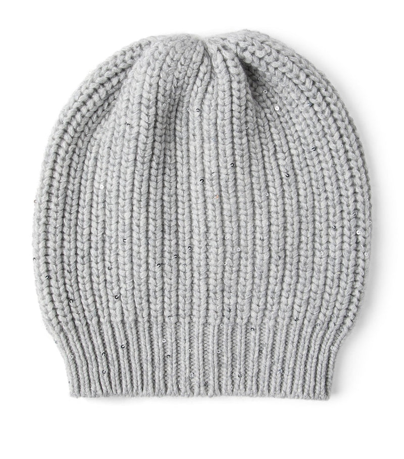 Brunello Cucinelli cashmere-silk sequinned beanie (British brand)