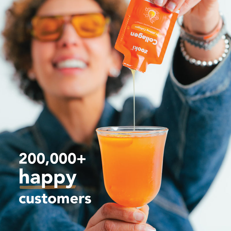 Zooki Marine Collagen Mango Peach 15ml sachet, imported from the UK