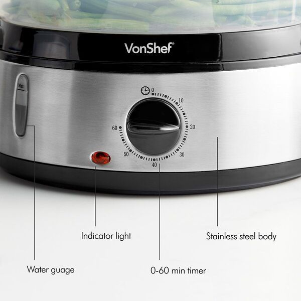 Vonhaus 3 tier steamer 800W - British product