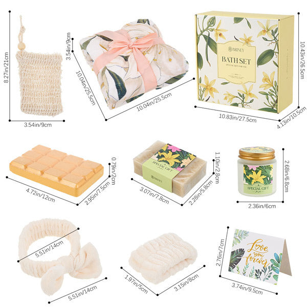Livingandhome sunflower-scented spa gift set with candle and soap - British product