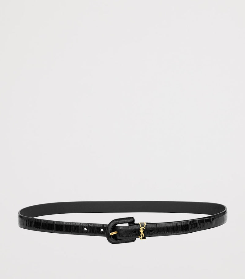 Saint Laurent calfskin buckle Cassandre belt - British product