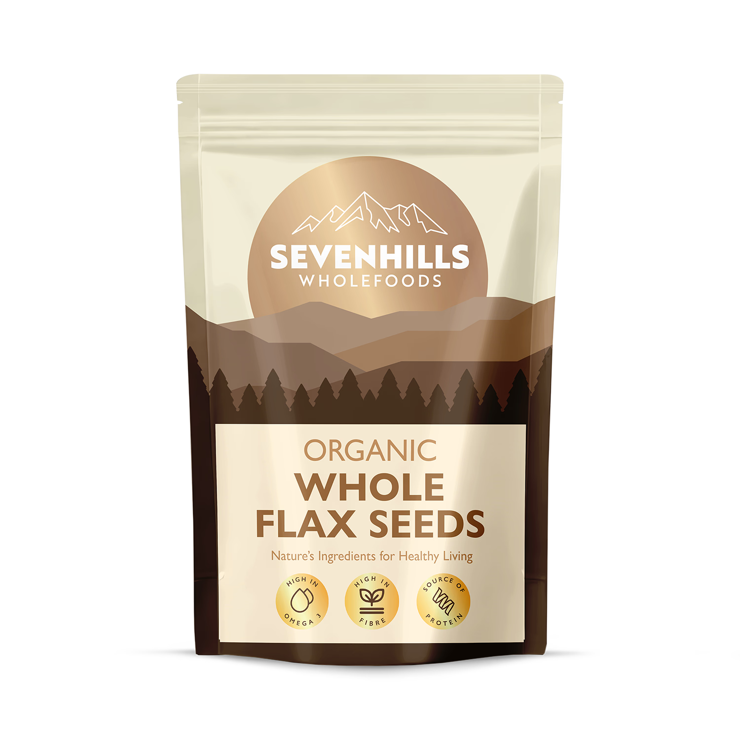 Seven Hills Wholefoods organic whole flax seeds 900g, imported from the UK
